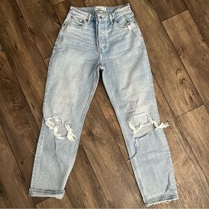Abercrombie & Fitch Jeans Womens 27 / 4 Distressed Dad High Rise Curve Love Blue